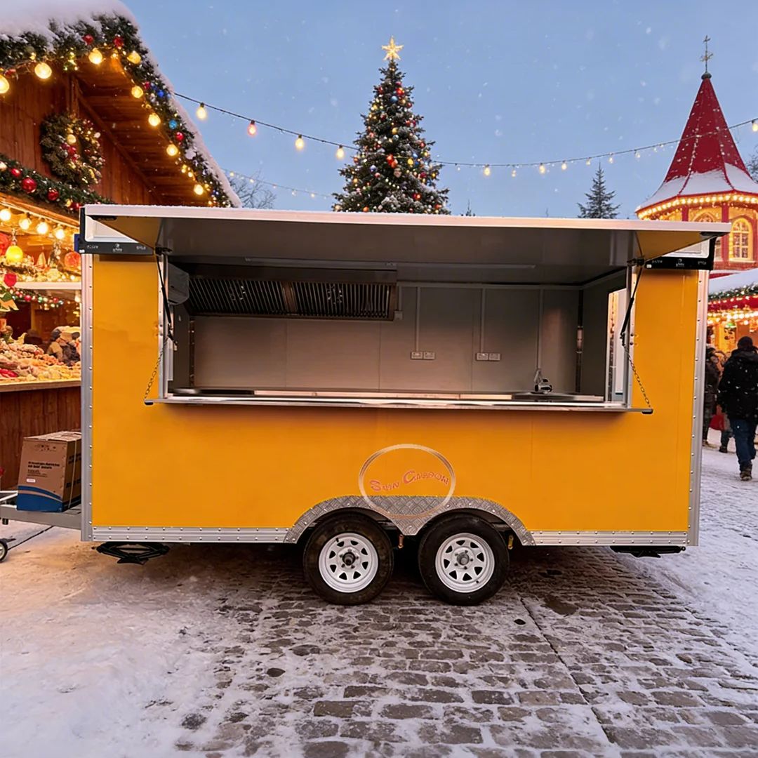 Commercial Kitchen Vendor - Towable Food Cart with Shelf and