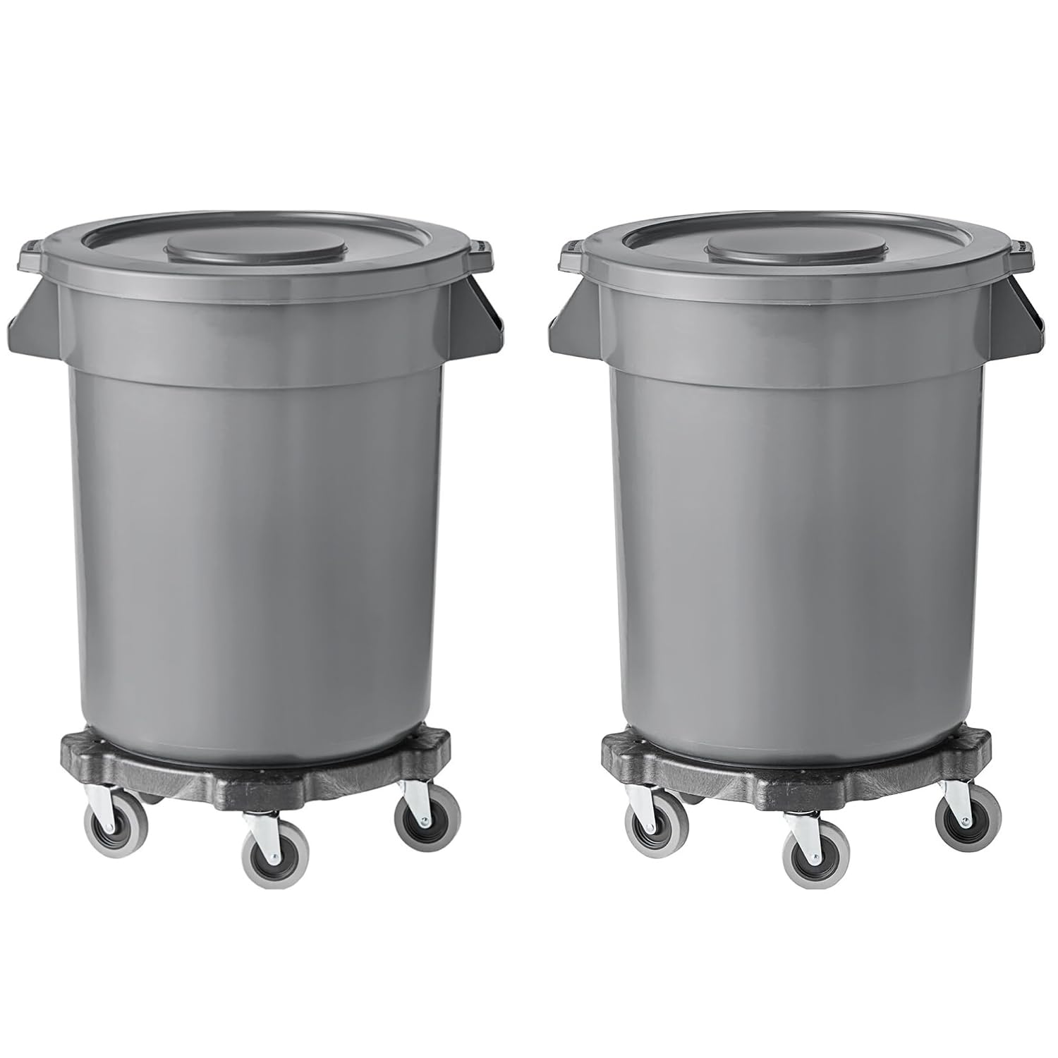 Commercial Kitchen Garbage Can - 2 Pack 32 Gallon Gray Round