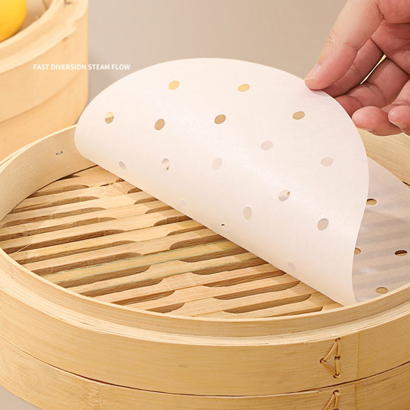 Commercial Kitchen Steamer - 50pcs Bamboo Steamer Papers Disposable Non-Stick