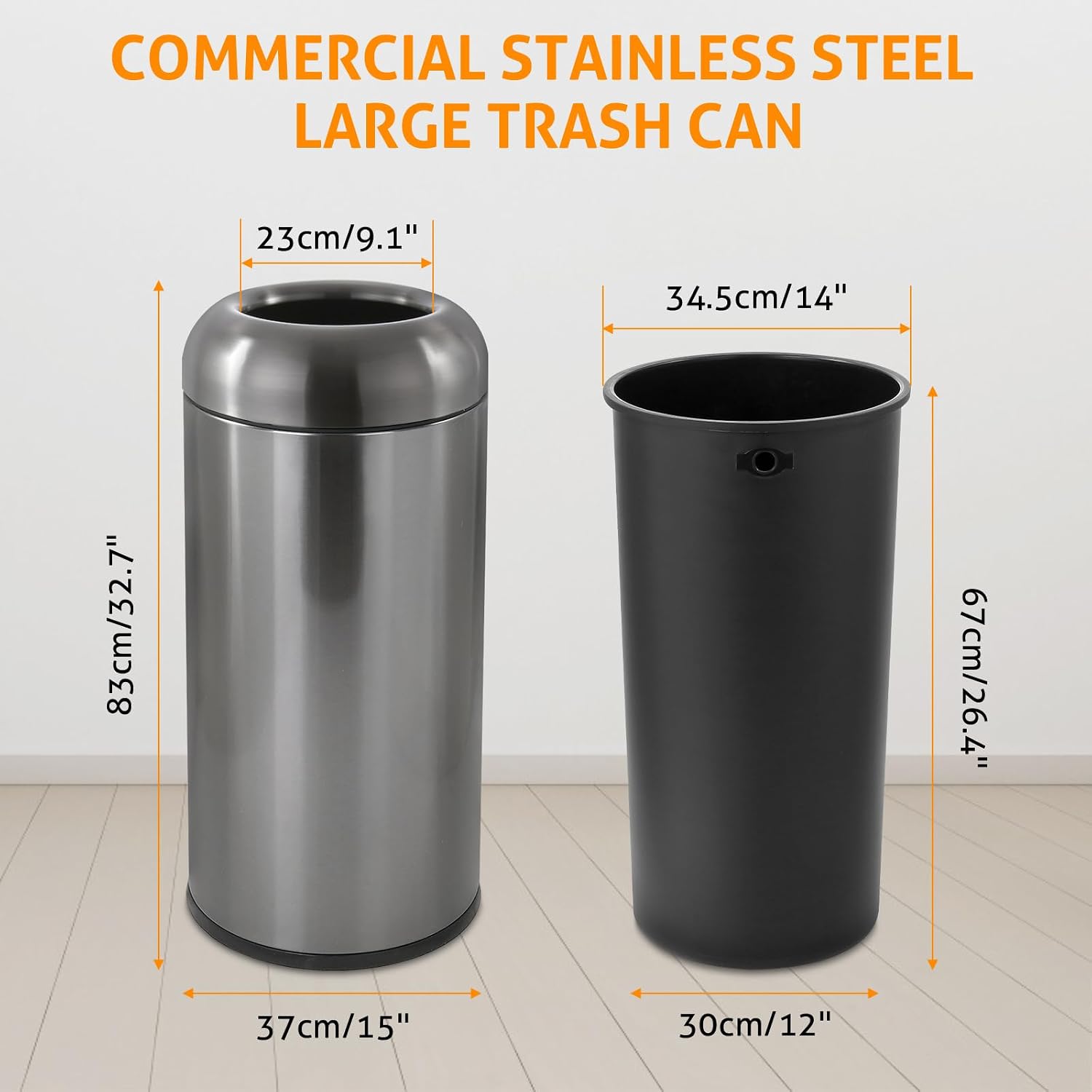 Dark‑Silver 16 Gallon Large Co - огляд і ціна Commercial Kitchen Garbage Can
