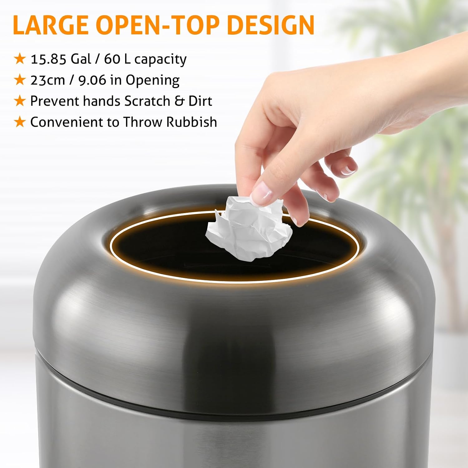 Dark‑Silver 16 Gallon Large Co - огляд і ціна Commercial Kitchen Garbage Can